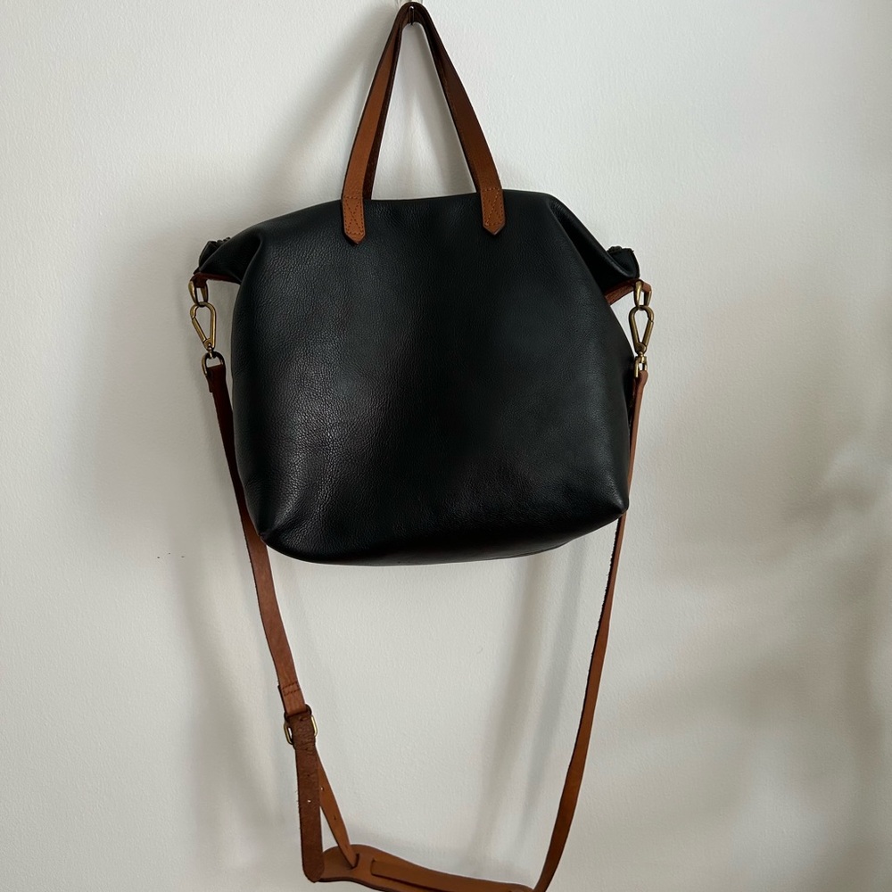 Madewell Black and Brown Leather Tote Bag